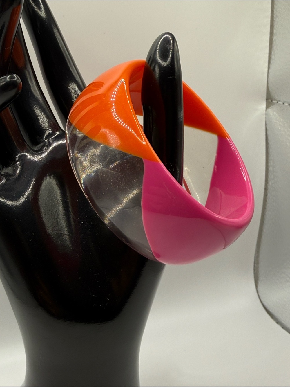 Colorblock Resin Bangle Bracelet - Pink & Orange